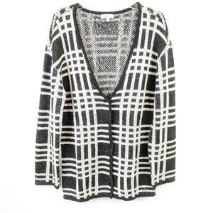 Just Fab windowpane check print cardigan